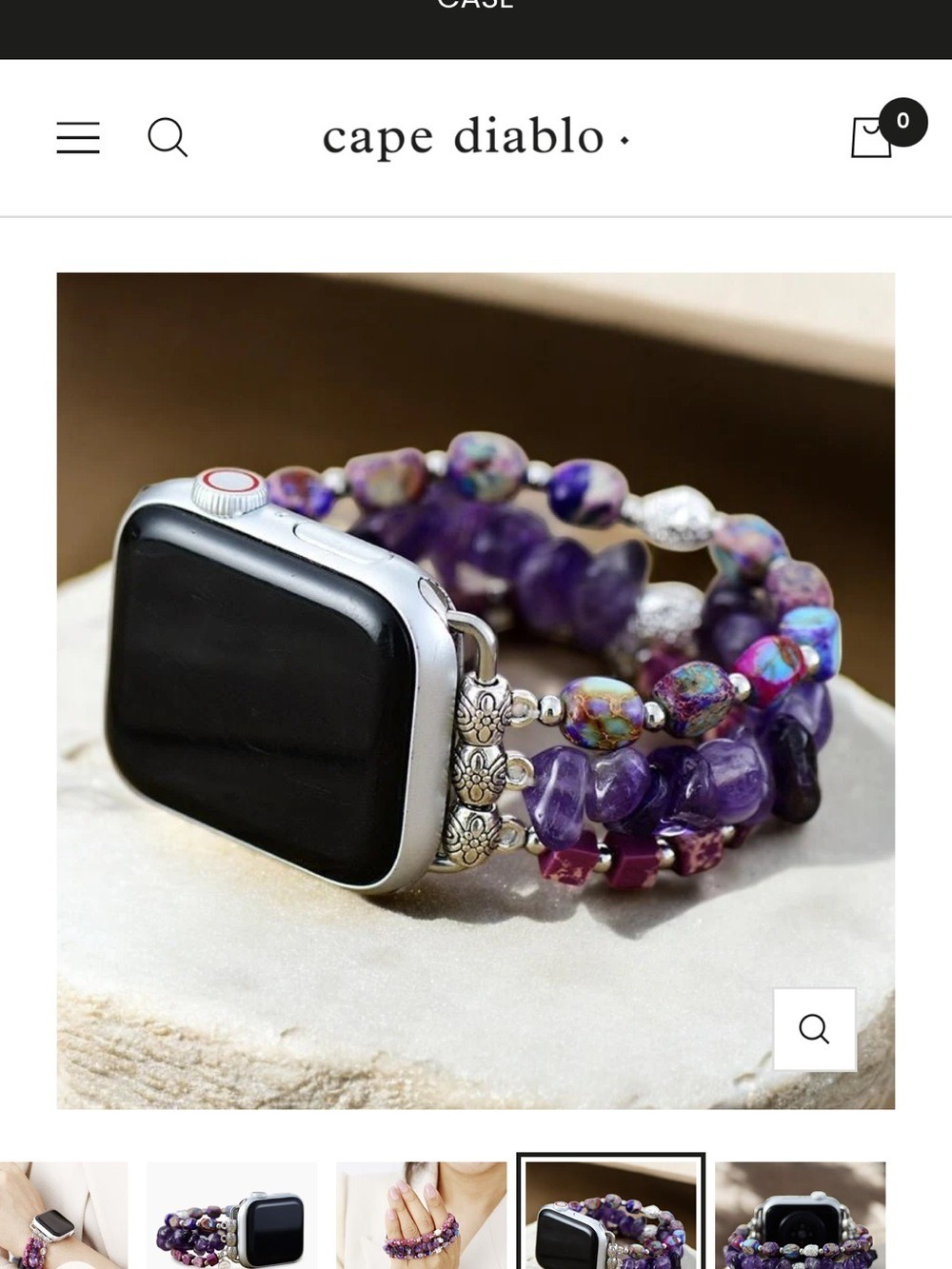 Royal Amemthyst Multi-Strand Gemstone Apple Watch Bracelet Band - Cape Diablo - Picture 3 of 4